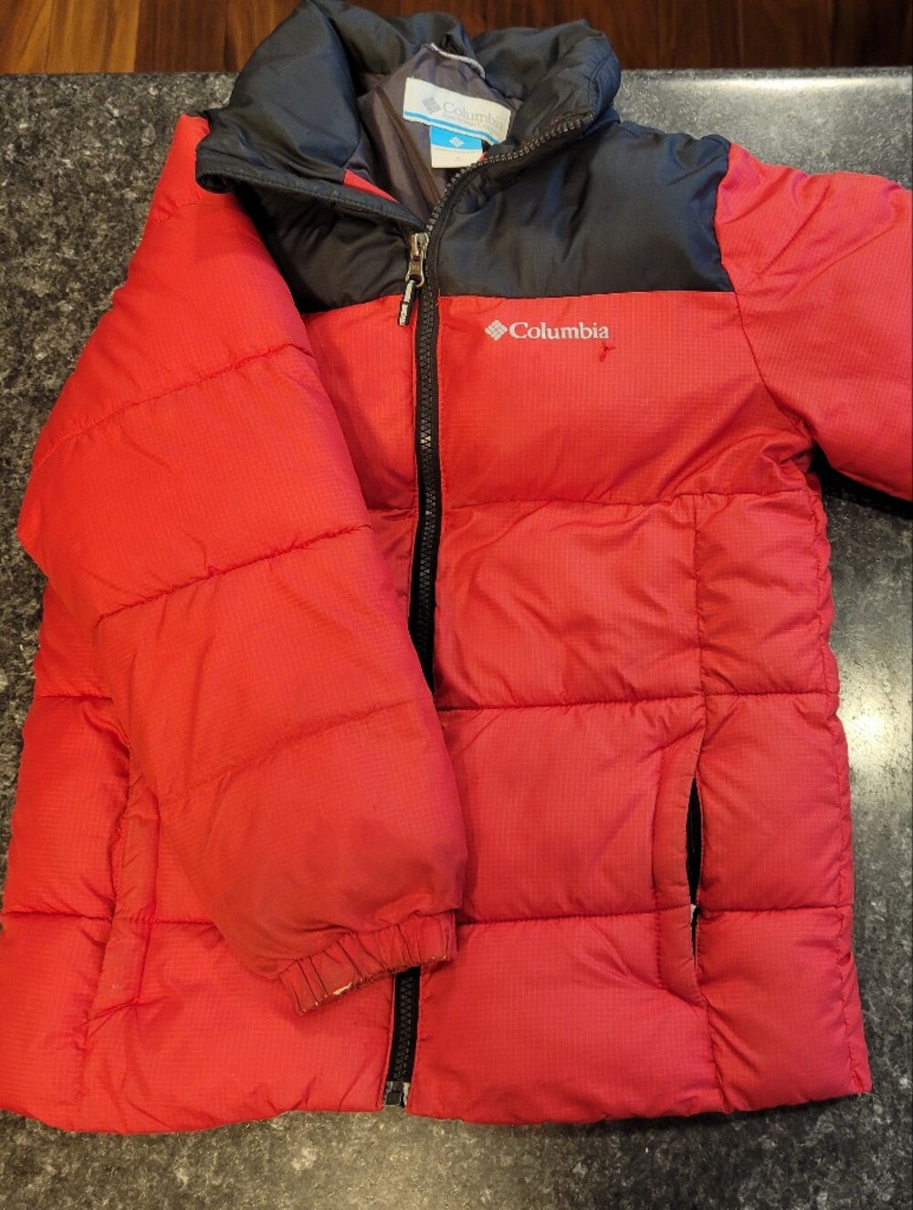 Columbia Kids Red Winter Puffer Jacket with Black Yoke